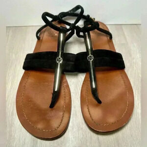 Tory Burch T Logo Thong Sandals black sz 7.5